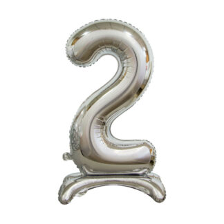 Palloncino Mylar Numero 2 Argento No Elio