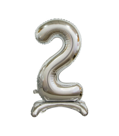 Palloncino Mylar Numero 2 Argento No Elio