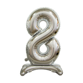 Palloncino Mylar Numero 8 Argento No Elio