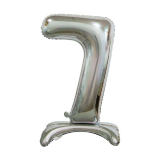 Palloncino Mylar Numero 7 Argento No Elio