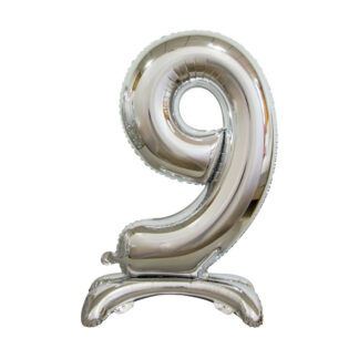 Palloncino Mylar Numero 9 Argento No Elio