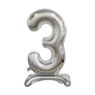 Palloncino Mylar Numero 3 Argento No Elio