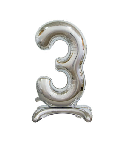 Palloncino Mylar Numero 3 Argento No Elio