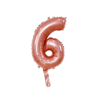Palloncino Mylar Numero 6 Rosa Gold