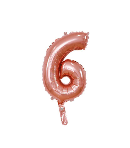 Palloncino Mylar Numero 6 Rosa Gold