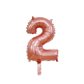 Palloncino Mylar Numero 2 Rosa Gold