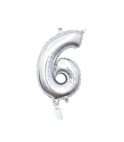 Palloncino Mylar Numero 6 Argento