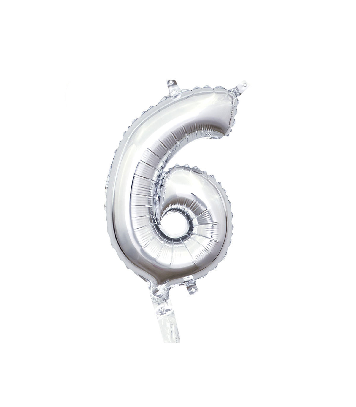 Palloncino Mylar Numero 6 Argento 14-35cm - ingrocartgroup