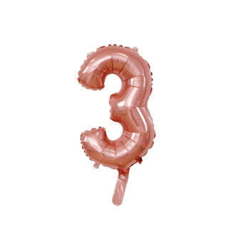 Palloncino Mylar Numero 3 Rosa Gold