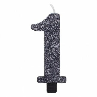 candelina glitter nero numero 1