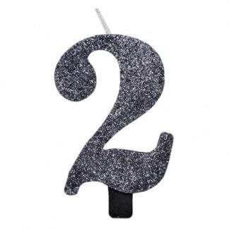 candelina glitter nero numero 2