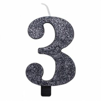 candelina glitter nero numero 3