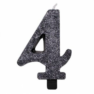candelina glitter nero numero 4