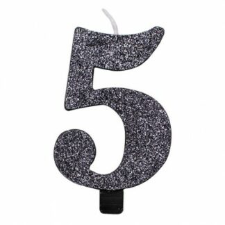 candelina glitter nero numero 5