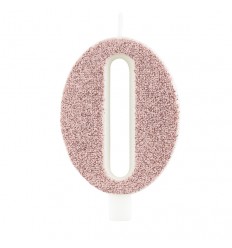 candelina glitter rosa gold numero 0