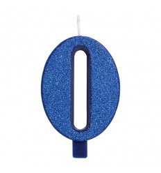 candelina glitter blu numero 0