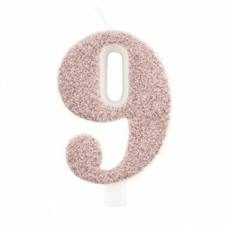 candelina glitter rosa gold numero 9