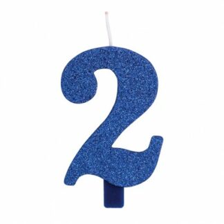 candelina glitter blu numero 2