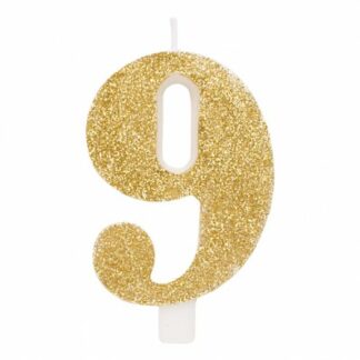 candelina glitter oro numero 9