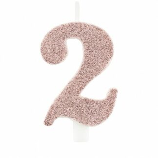 candelina glitter rosa gold numero 2
