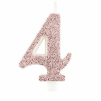 candelina glitter rosa gold numero 4