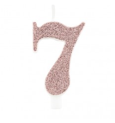 candelina glitter rosa gold numero 7
