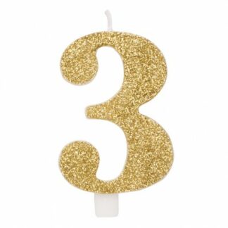 candelina glitter oro numero 3