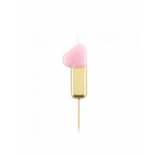 Candelina numero 1 sfumata rosa e oro