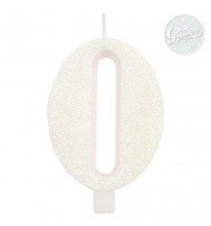 candelina glitter bianca numero 0