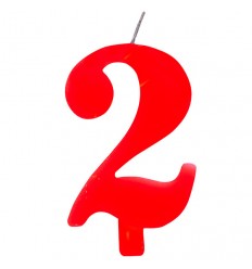 candelina scintillante rossa numero 2