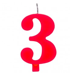 candelina scintillante rossa numero 3