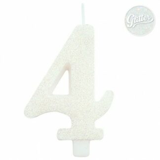candelina glitter bianca numero 4
