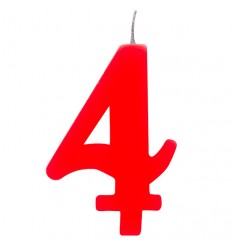 candelina scintillante rossa numero 4