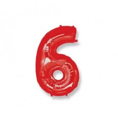 Palloncino Mylar Numero 6 Rosso