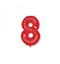 Palloncino Mylar Numero 8 Rosso