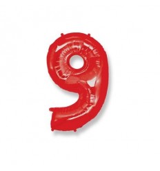Palloncino Mylar Numero 9 Rosso