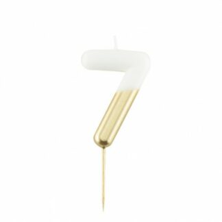 candelina numero 7 sfumata bianco e oro