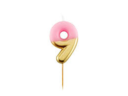 Candelina numero 9 sfumata rosa e oro