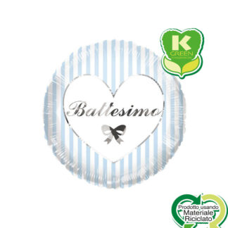 Palloncino Mylar Battesimo Celeste Strisce