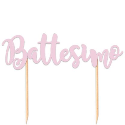 Cake topper Battesimo rosa