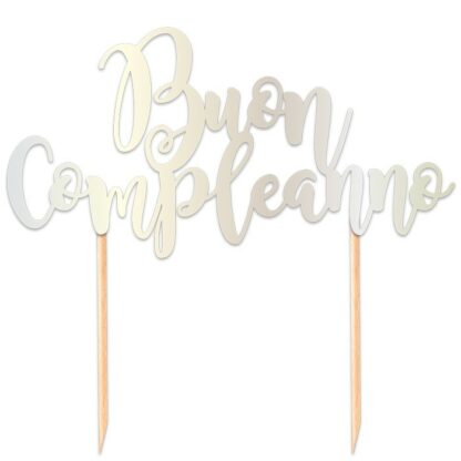 Cake topper Buon compleanno Argento