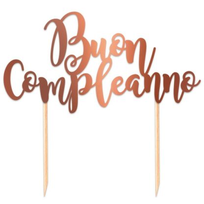 Cake topper Buon compleanno Rosa Gold