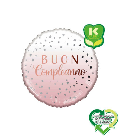 Mylar Buon Compleanno Rosa con Drops