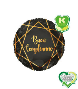 Mylar Buon Compleanno Geoide Nero