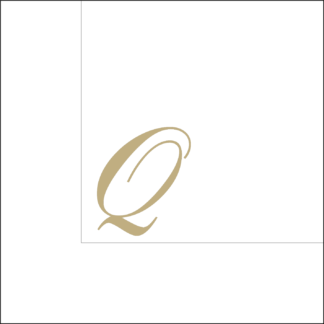 Tovaglioli bianchi 25x25 cm con Iniziale Q dorata