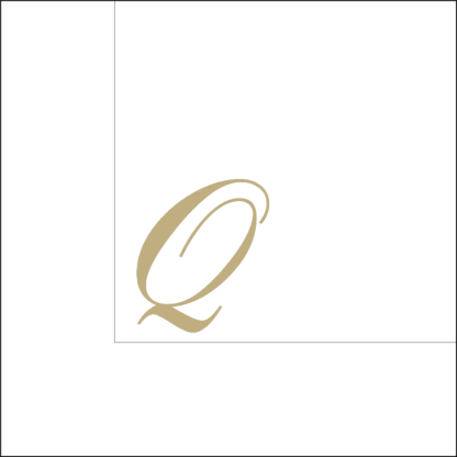Tovaglioli bianchi 25x25 cm con Iniziale Q dorata