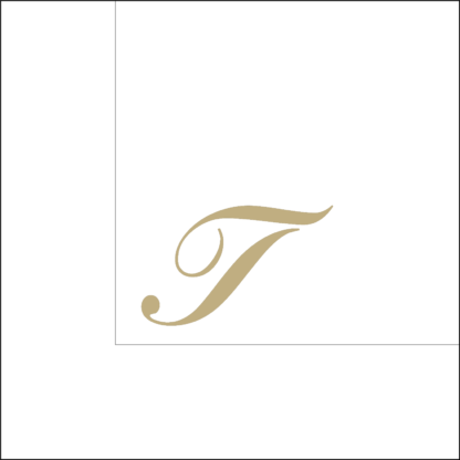 Tovaglioli bianchi 25x25 cm con Iniziale T dorata