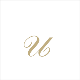 Tovaglioli bianchi 25x25 cm con Iniziale U dorata