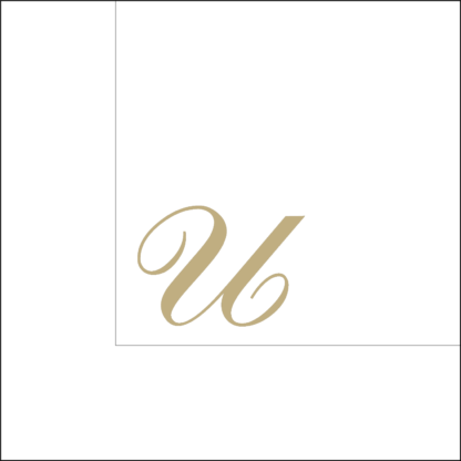 Tovaglioli bianchi 25x25 cm con Iniziale U dorata