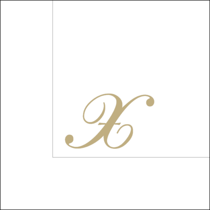 Tovaglioli bianchi 25x25 cm con Iniziale X dorata